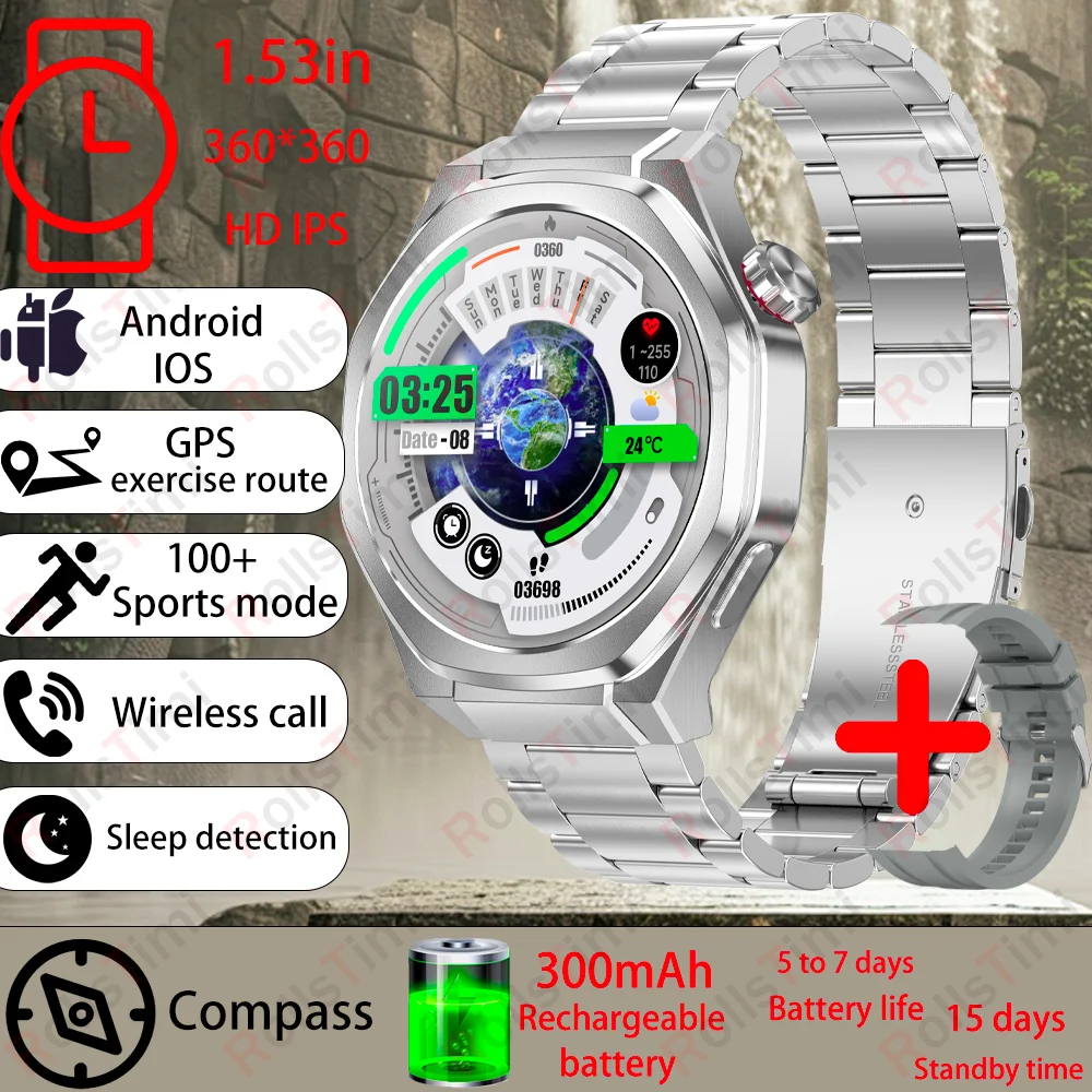 

Men GPS Smart Watch Military Healthy Monitor AI Voice Bluetooth Call Fitness Waterproof Sport Smartwatch for IOS Android 2025