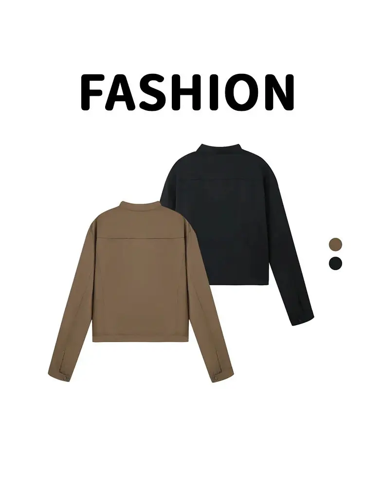 Elegant Style Hong Kong Retro Stand Collar Jacket Short Outerwear Women's Casual Slimming Small Size Top Spring Autumn New Model