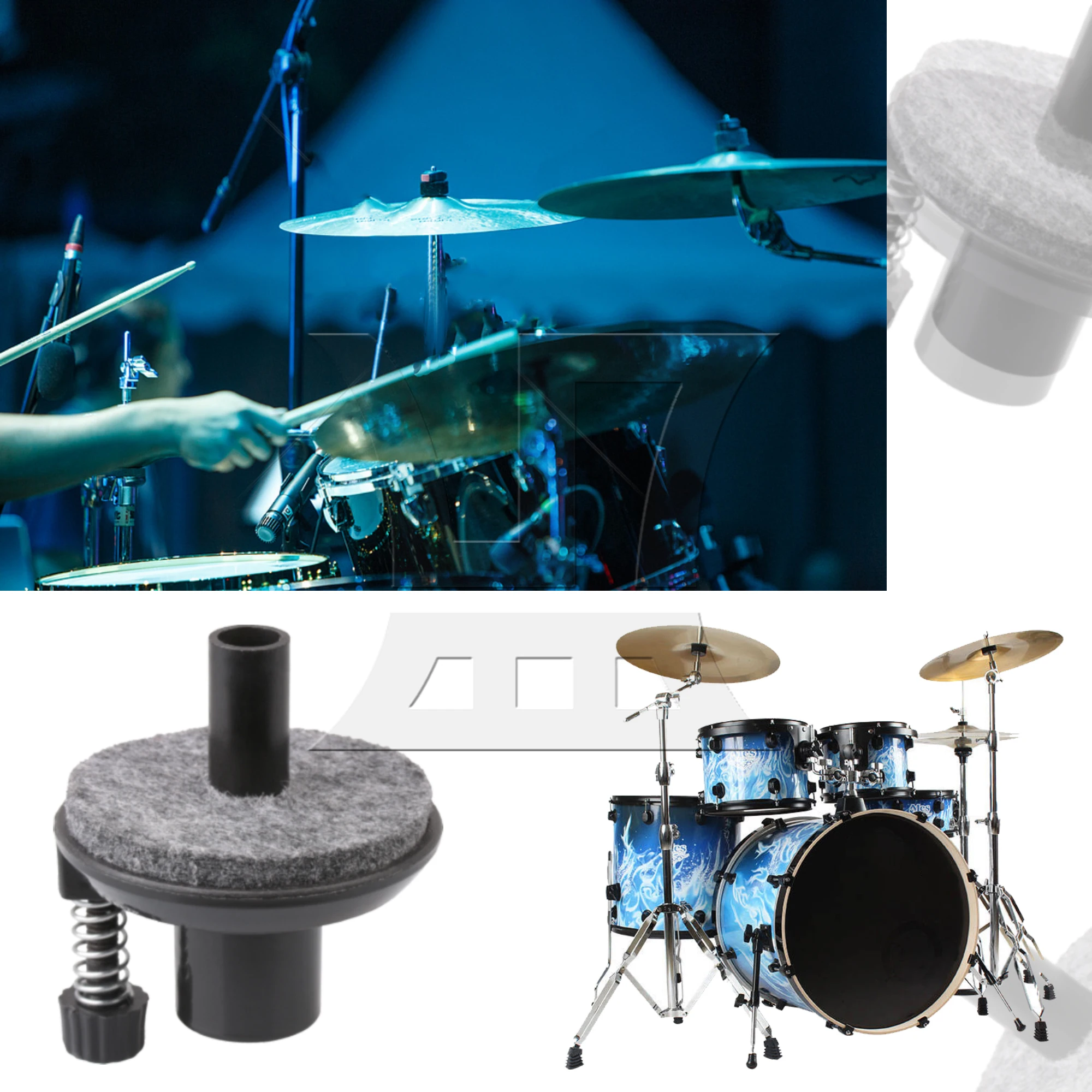 Yibuy Lovermusic 3pcs 16mm Cymbal and Holder Clamp Hi Hat Cymbal Stand Holder for Drum Parts Accessories