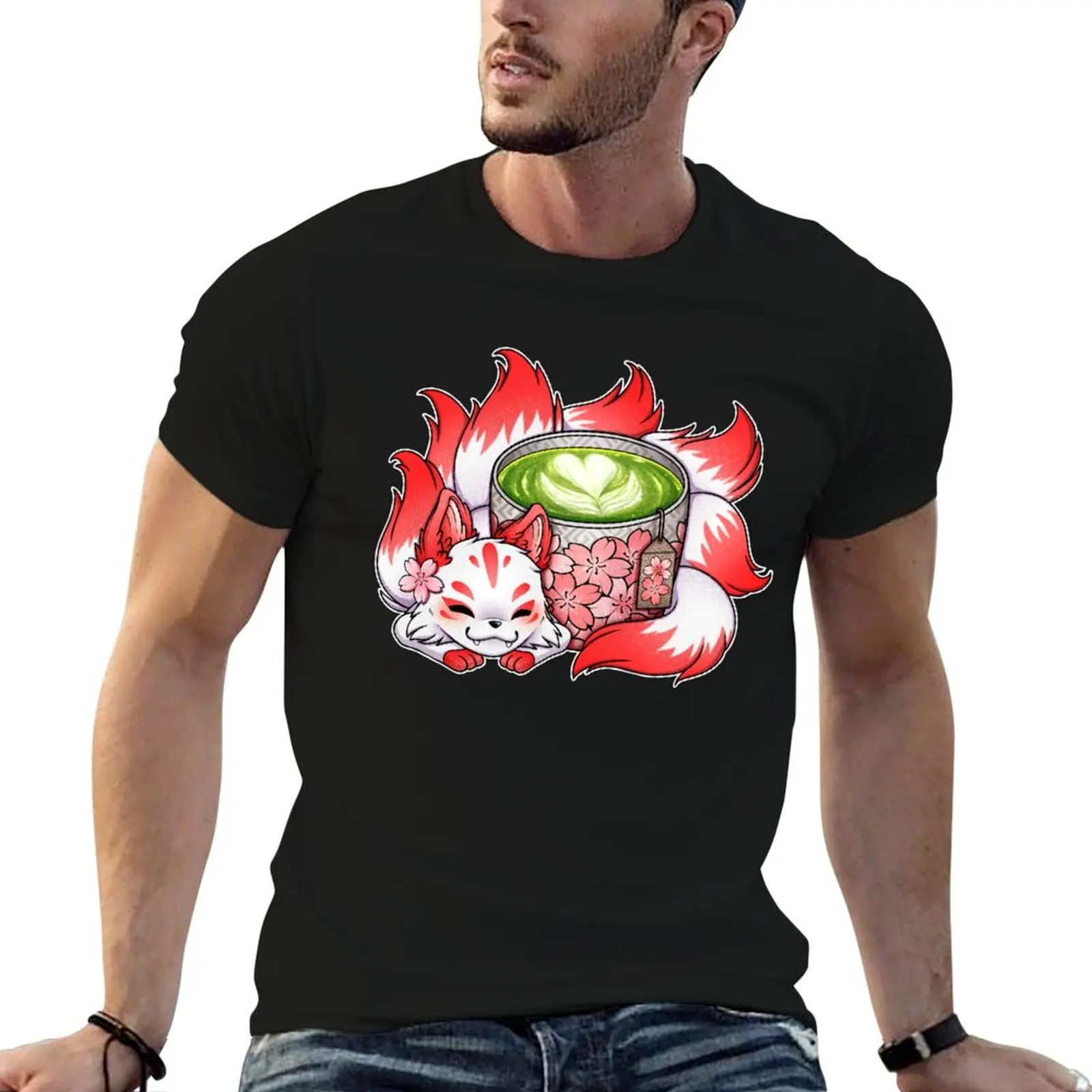 

t shirts men for man shirt heavy cotton man T-Shirt Kitsune Matcha t