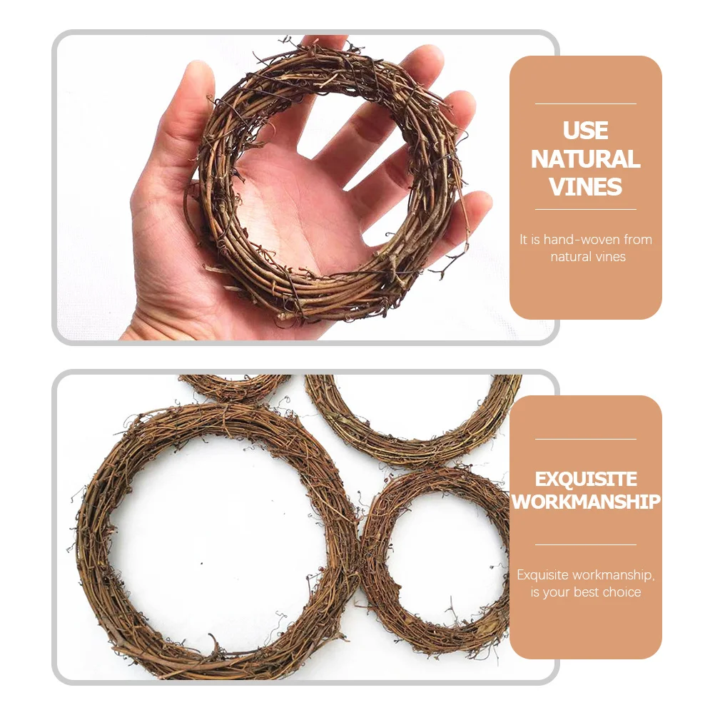 

16Pcs Natural Rattan DIY Wreathes for Home Garden Decoration No Unhealthy Materials Wreath DIY Rattan Wreath Circle