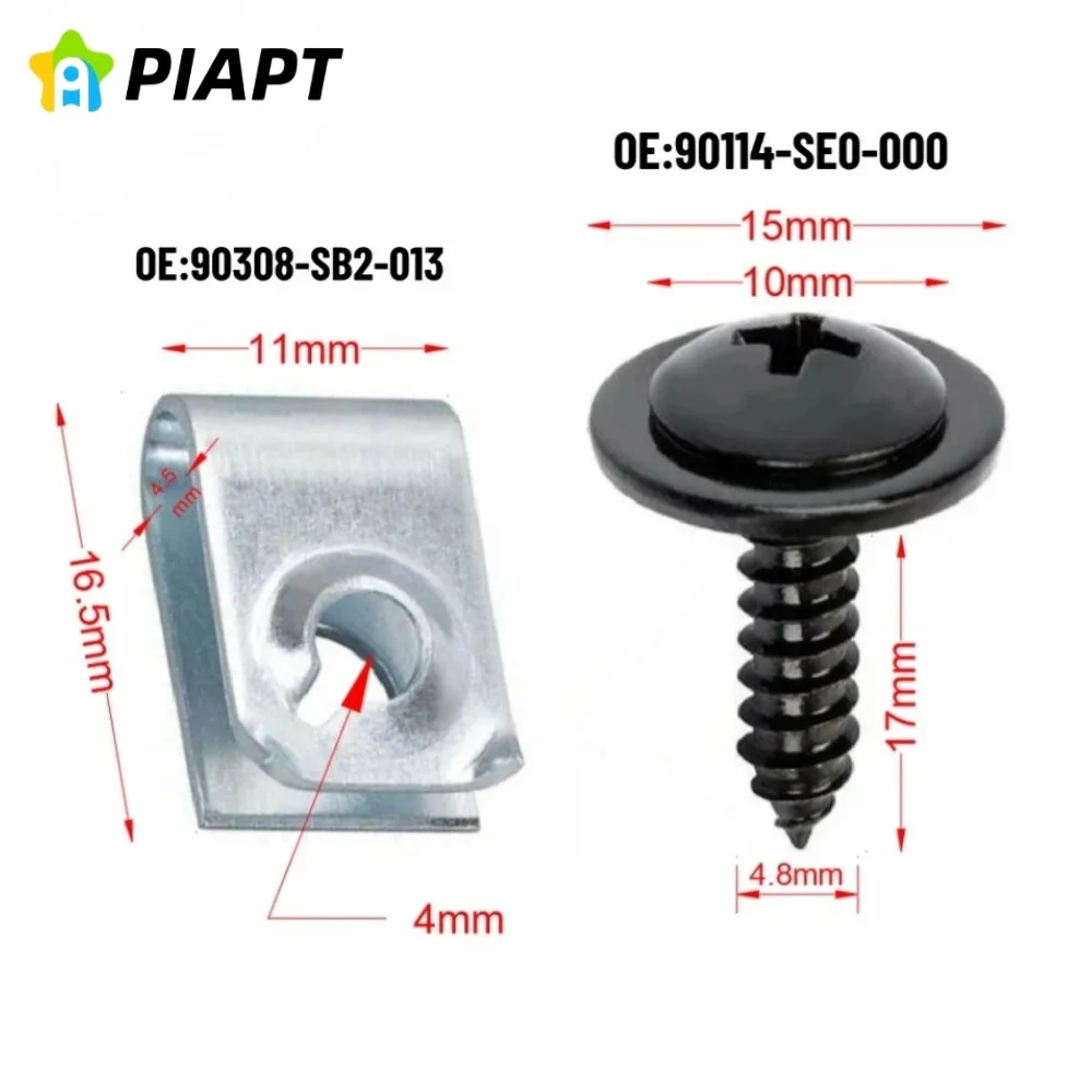 10SETS OE# 90308-SB2-013 90114-SE0-000 Fender Liner & Splash Shield Screw with Nut Kit for Honda & Acura