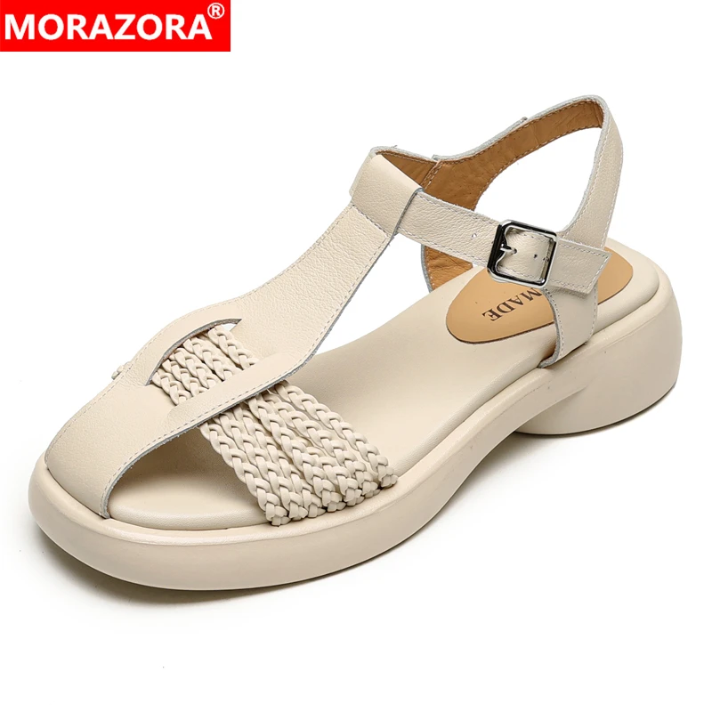 

MORAZORA модная обувь из натуральной кожи, женские сандалии, сандалии на платформе и массивном каблуке, женские повседневные модельные туфли с пряжкой и ремешком