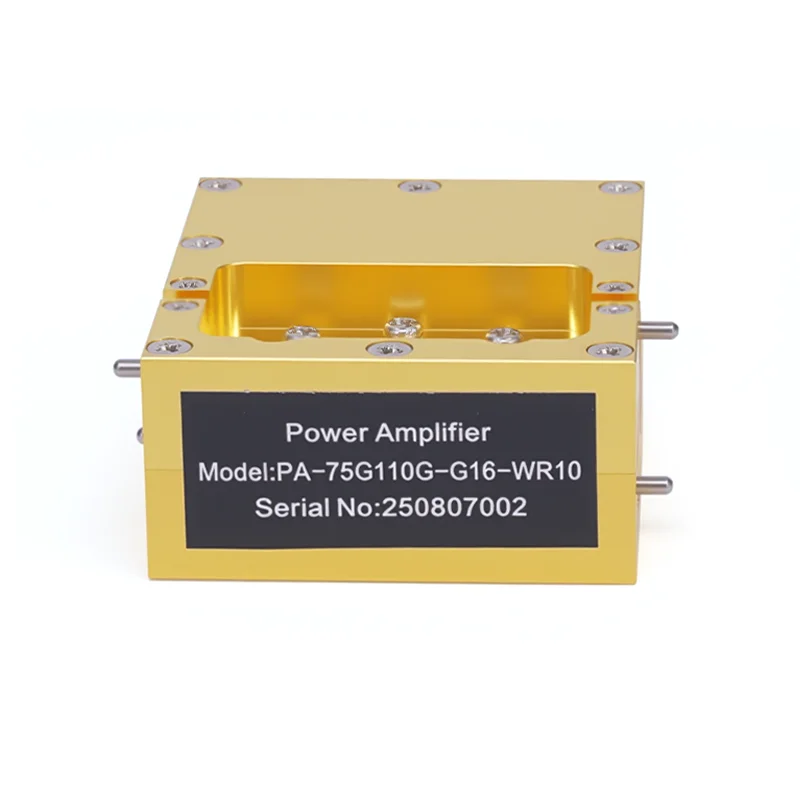 Gwave Waveguide WR10 16dB Gain 20dBm Psat 75-110GHz 50 Ohm Coaxial Connector Power Amplifier (PA) Low Noise Figure Gold Plated