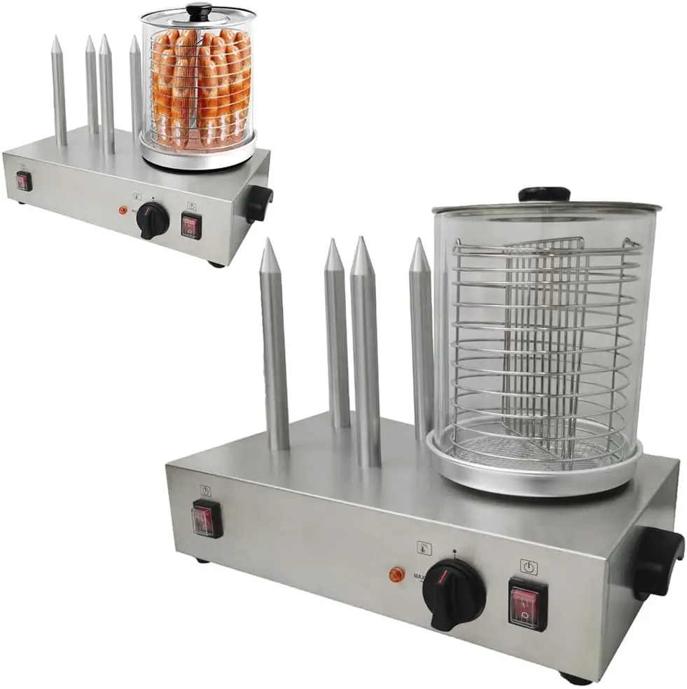 Máquina eléctrica comercial para perros calientes, calentador de bollos a vapor, pan, desayuno, salchichas, Taquitos, cocina de acero inoxidable, 110V, 650W