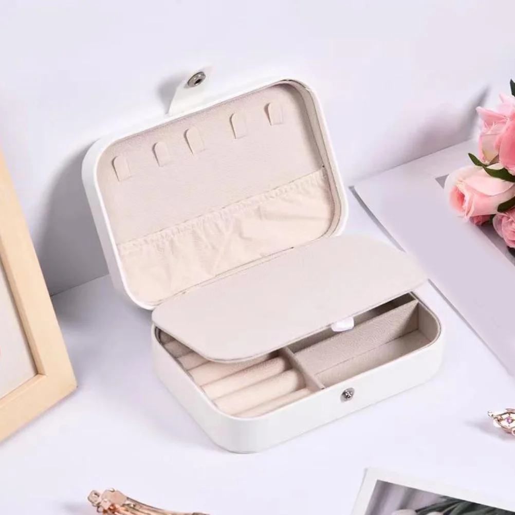 

PU Jewelry Box Organizer for Rings Earrings Necklaces Bracelets Travel Storage Case Small Capacity PU Jewelry Box