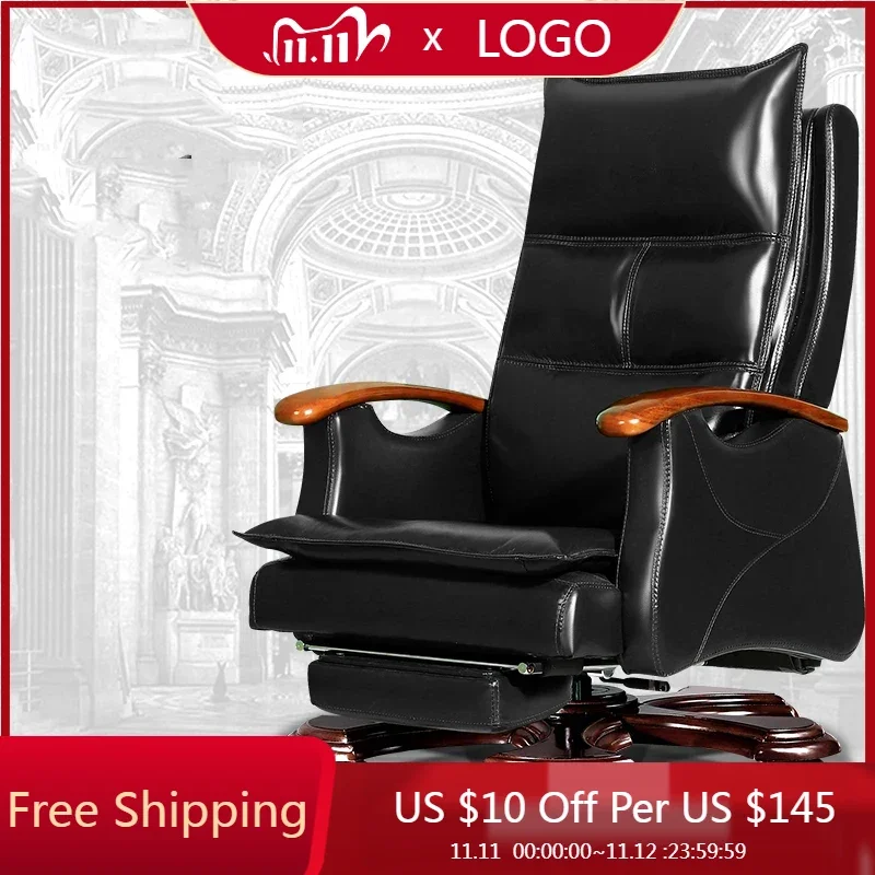 

Leather Ergonomic Office Chairs Massage Design Wood Swivel Office Chairs Footrest American Cadeira De Escritorios Furniture