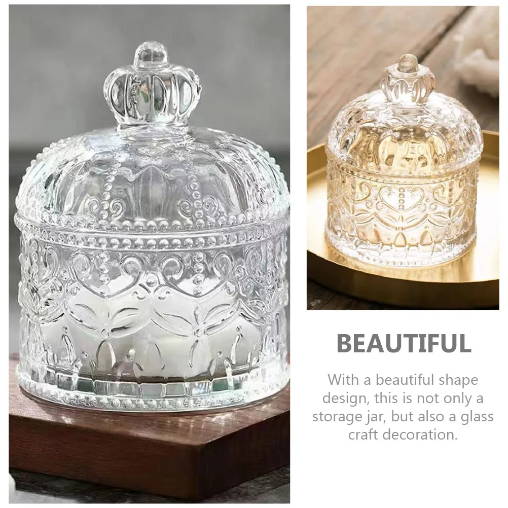 

2Pcs Clear Glass Candy Jar with Lid Decorative Food Storage Container for Snacks Spices Dried Fruits Home Use Glass Sugar Bowl