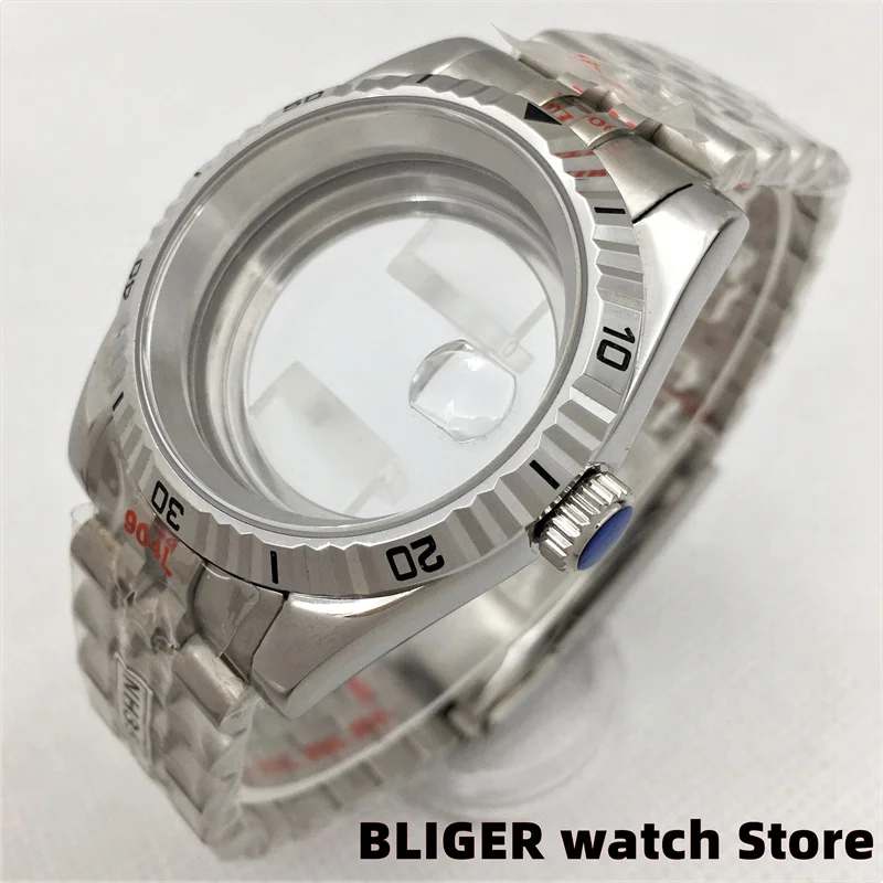 

BLIGER 39mm Case Silver Aseptic Case Jubilee Strap Sapphire Crystal Fits NH35 NH36 ETA2824 2836 PT5000 Movement