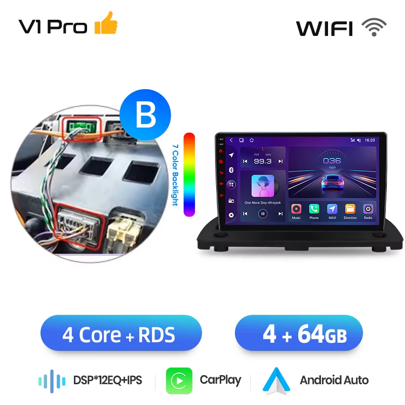Junsun draadloze CarPlay Android Auto autoradio voor Volvo XC90 Mk1 (P2) 2002-2014 met ingebouwde koelventilator, Android GPS navigatie, multimediaspeler, WiFi, DSP, RDS, BT, SWC, IPS touchscreen,