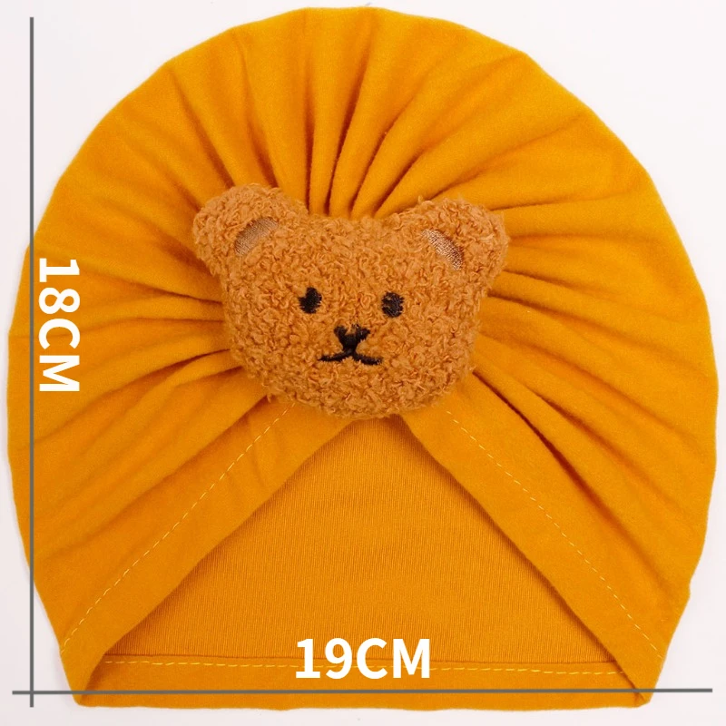 Chapéu de turbante atado do bebê, gorro feminino, faixa bonito do urso, boné de turbante infantil, acessórios recém-nascidos, gorro quente, bonés