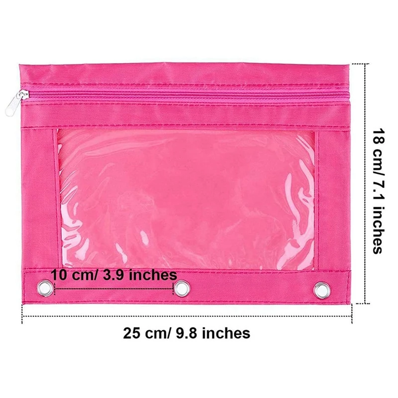 Imagem -03 - Estojo de Lápis de Tecido Colorido com Janela Clara Ring Zipper Resistente e Durável Binder Pouch Pcs