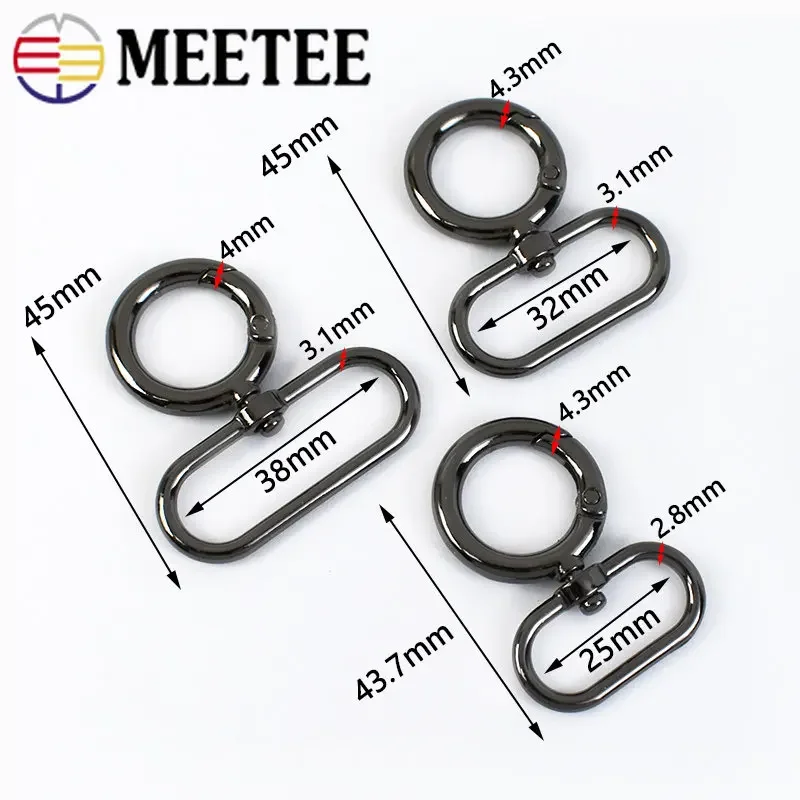 5/10Pcs 15-38mm Oval Spring Buckles Metal Bag Swivel Clasp Dog Collar Ring Clip Buckle Keychain Hook DIY Hardware Accessories