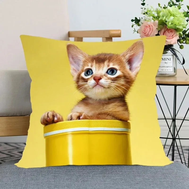 Home Decor Cute Kitten Prints for Cozy Home Decor Pattern Cushion Cover Suitable for Sofa Bedroom Car Pillow Cover