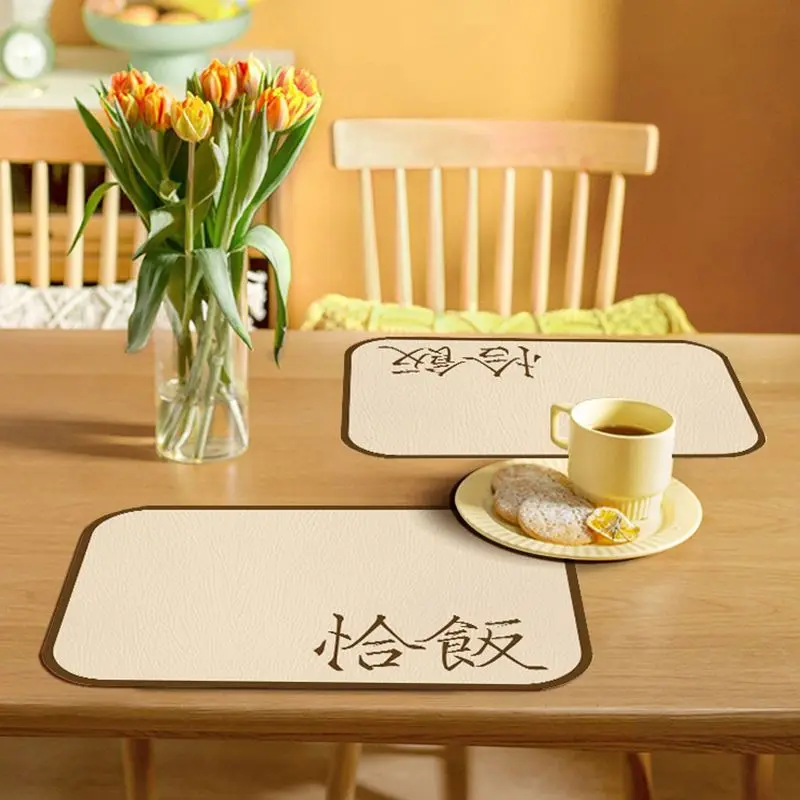 Table Mats Waterproof Oil-proof Anti-scalding Restaurant Kitchen Tableware Heat Insulation Mat Chinese Style Placemats Coaster