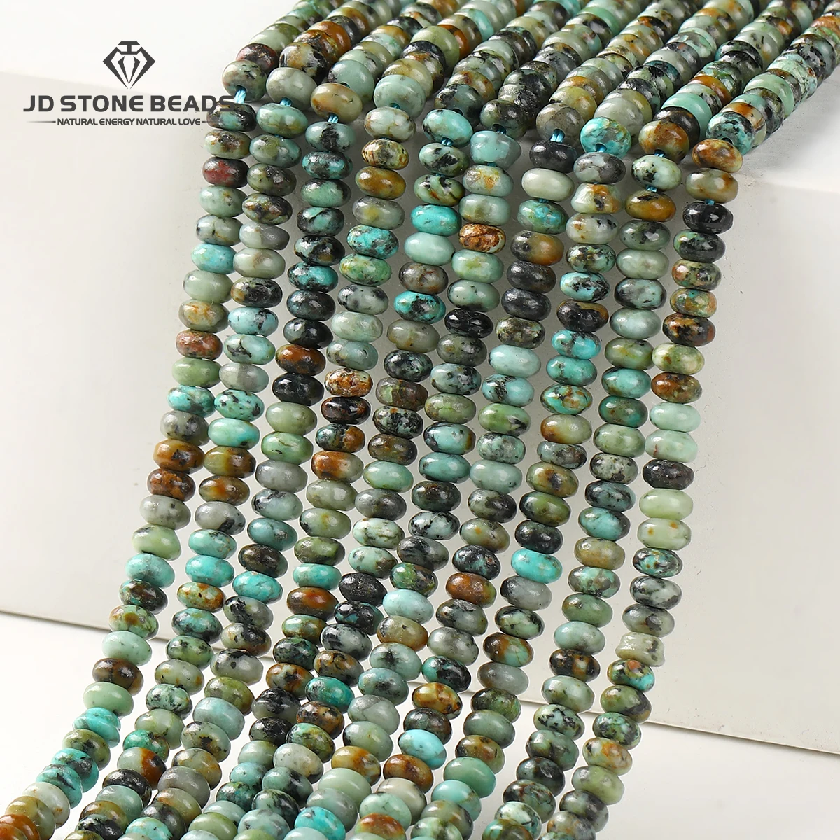 2x4mm Natural Stone African Turquoise Abacus Beads Flat Rondelle Spacer for Jewelry Making DIY Bracelet Necklace Accessory