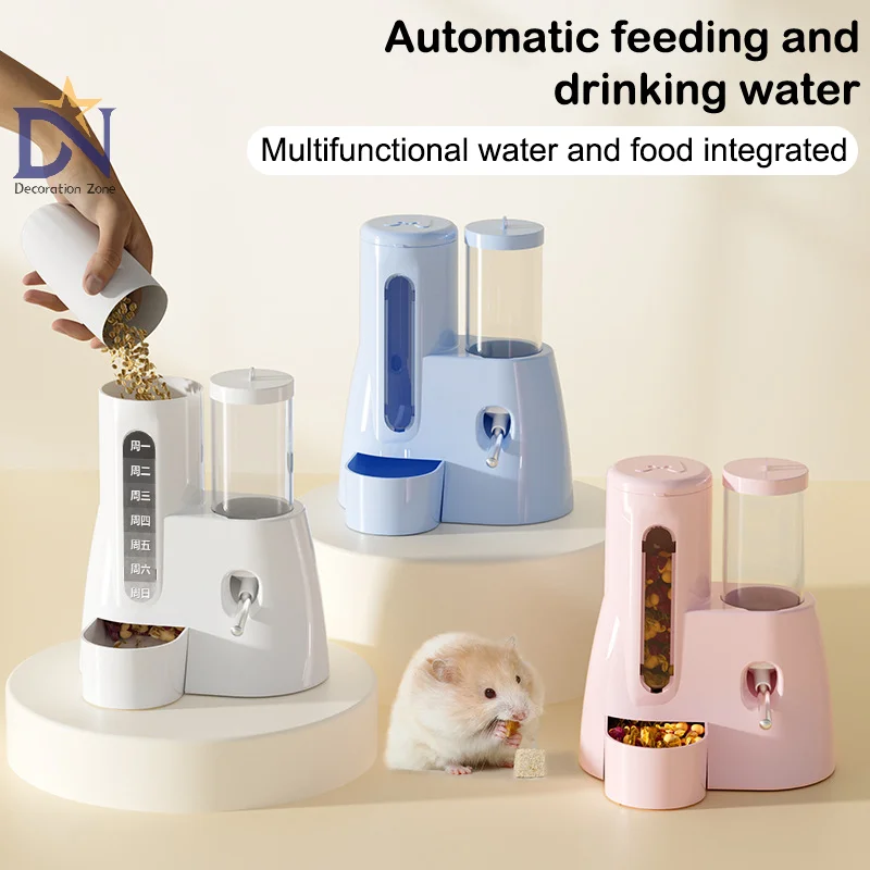 Suministros para mascotas Golden Bear Distribuidor automático de alimentos para hámster con fuente de agua Gran capacidad Resistente a fugas.