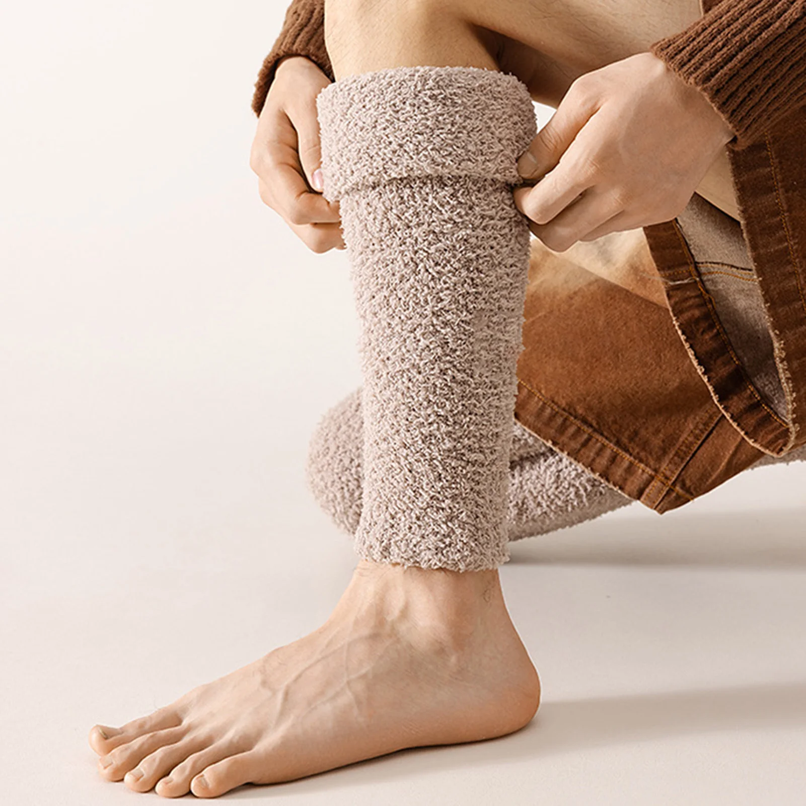 Scaldamuscoli lunghi in pile Copri gambe caldi Scaldamuscoli ispessiti e imbottiti in tinta unita adatti ai costumi della festa di Natale