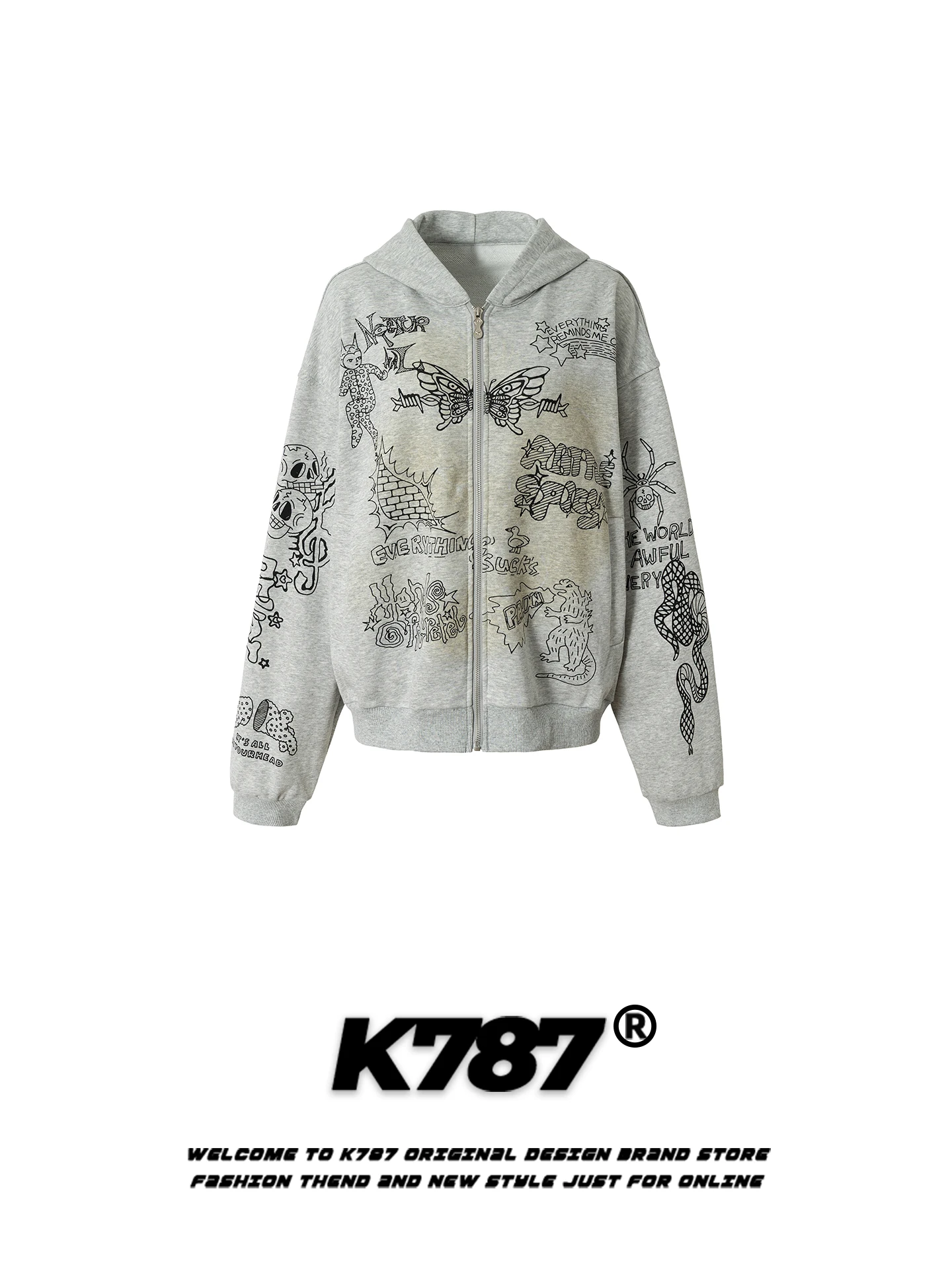 

Худи с принтом в стиле ретро-американских мультфильмов, свободного кроя, повседневная, для весны и осени, модная верхняя одежда для пар