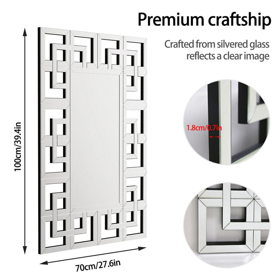 Modern Accent Mirror Rectangular Large Wall Mirror Living room Decor Mirror w Grecian Venetian Frame Edge Home Bathroom Bedroom