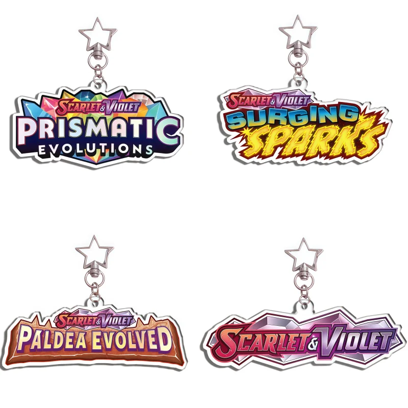 Keychain Scarlet Violet Paldea Evolved Prismatic Evolutions Anime Game Fan Recycled Acrylic Backpack Pendant Decoration Rare Toy