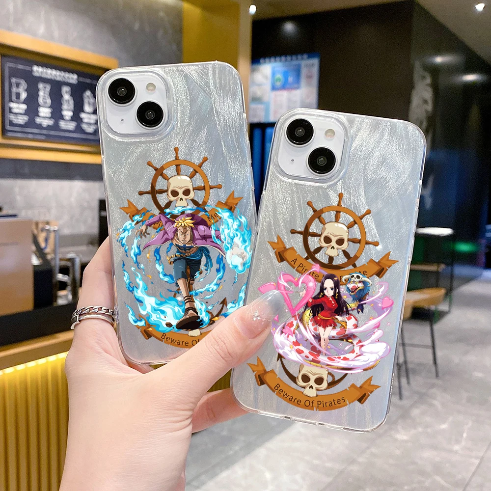 Anime O-ONE P-PIECE Clear Feather Laser Phone Case FOR VIVO Y12 Y11 Y10 Y5 Y3 Y2 Y01 T A S1 V25 V21E V29 E LITE S 5G