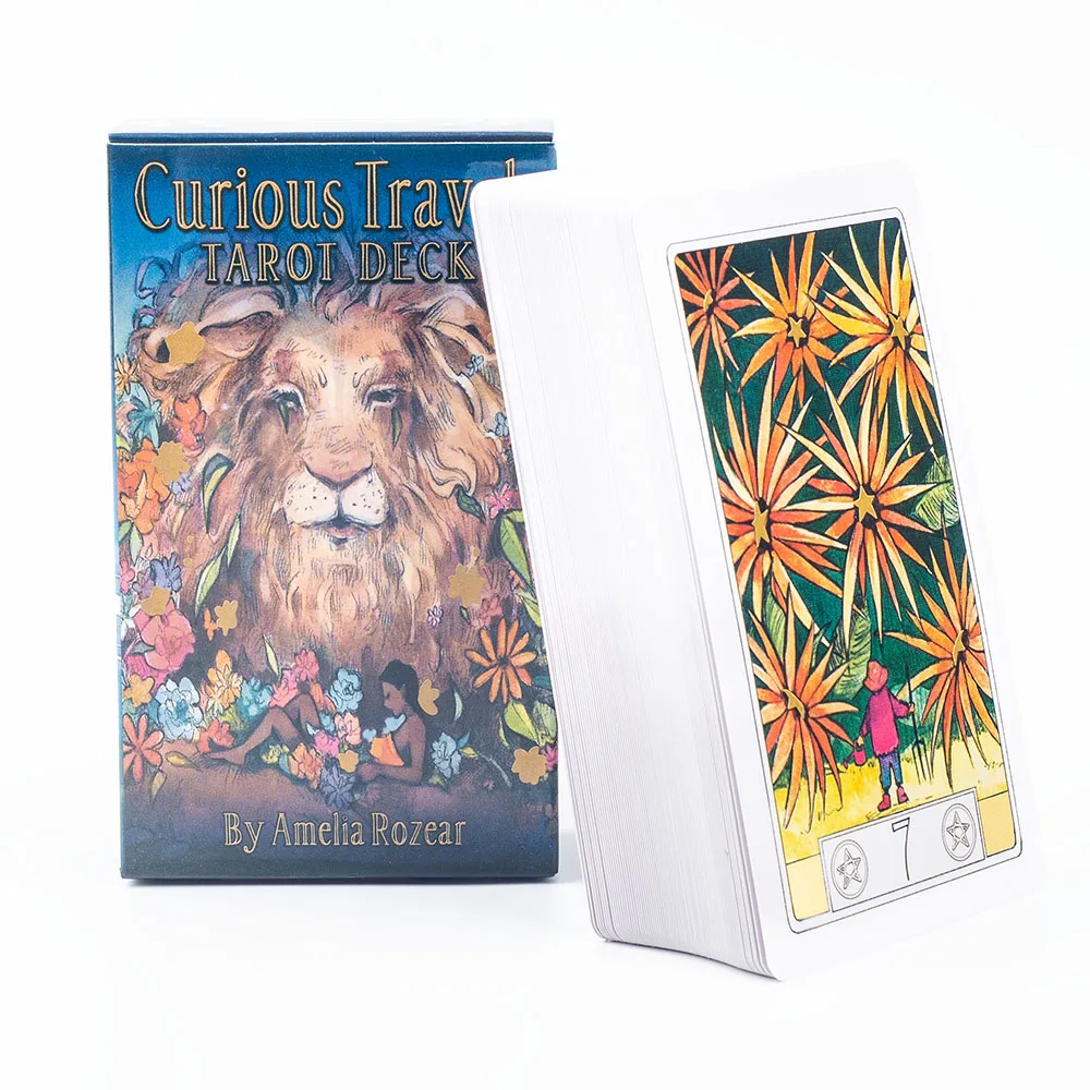 Curioso viagens tarô 10.3*6cm composto por encantadoras ilustrações em aquarela 78 peças cartas tarô tabuleiro jogando cartas de jogo