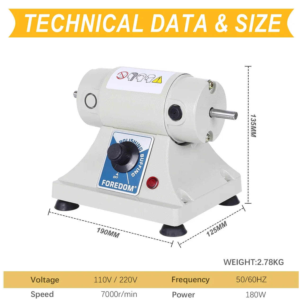 110V Tabletop Polisher Double-Head Grinding Machine 7000rpm Bench Lathe BL-2 Foredom Jewelry Tools Adjustable Speed for DIY Jade, Jewelry & Metal Polishing Benchtop Double-Head Polisher & Grinder Machine