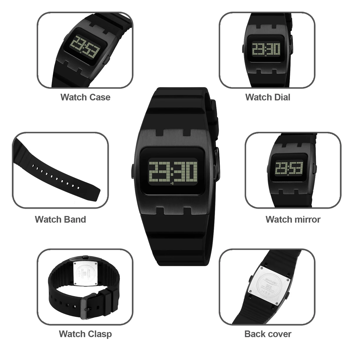 SKMEI Casual Waterproof Electronics Watches Sports Digital Wristwatch For Mens Women Students LED Display Shockproof Watch Reloj