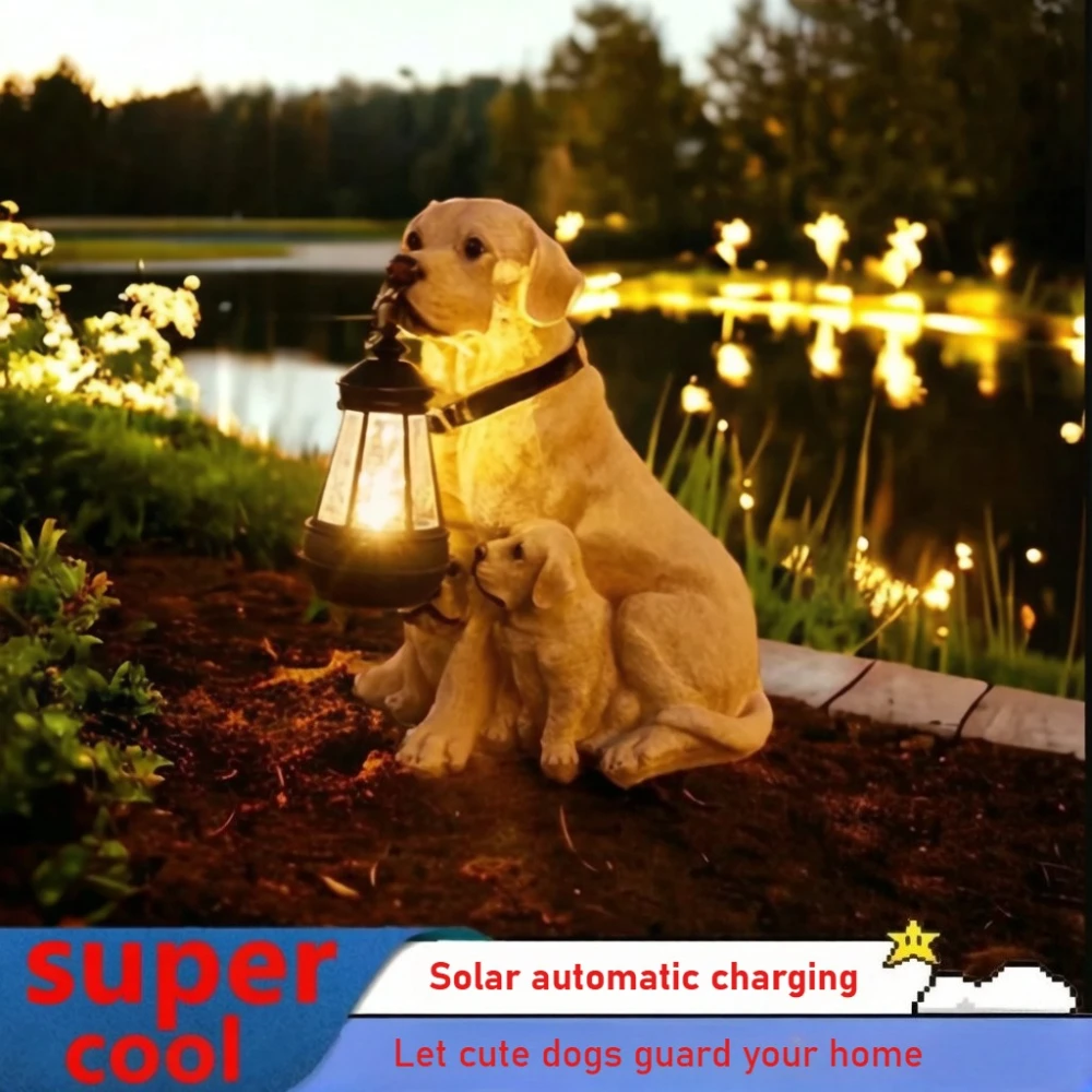 

1 шт. Декор для патио, для улицы, украшение для входа. Декоративная фигурка щенка для сада и виллы с имитацией солнечной батареи