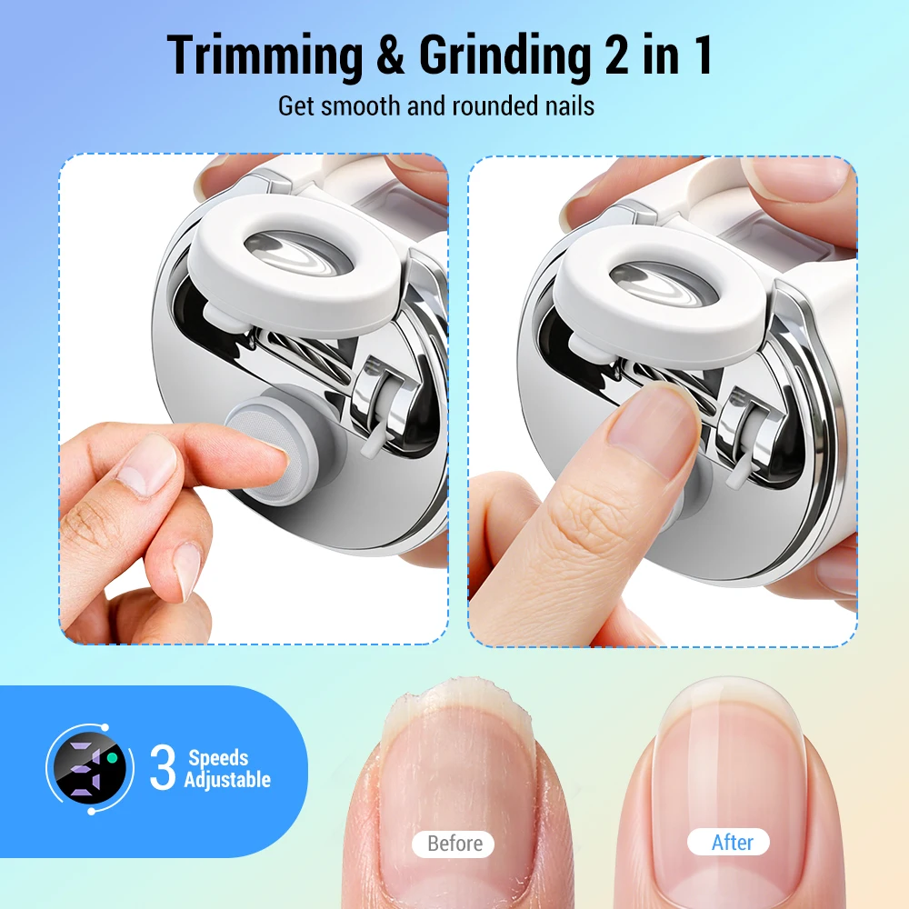 Multifunctional Electric Nail Clipper With LED Light Magnifying Glass Dual-Blade Nail Cutter Manicure Grinding Polishing Tools