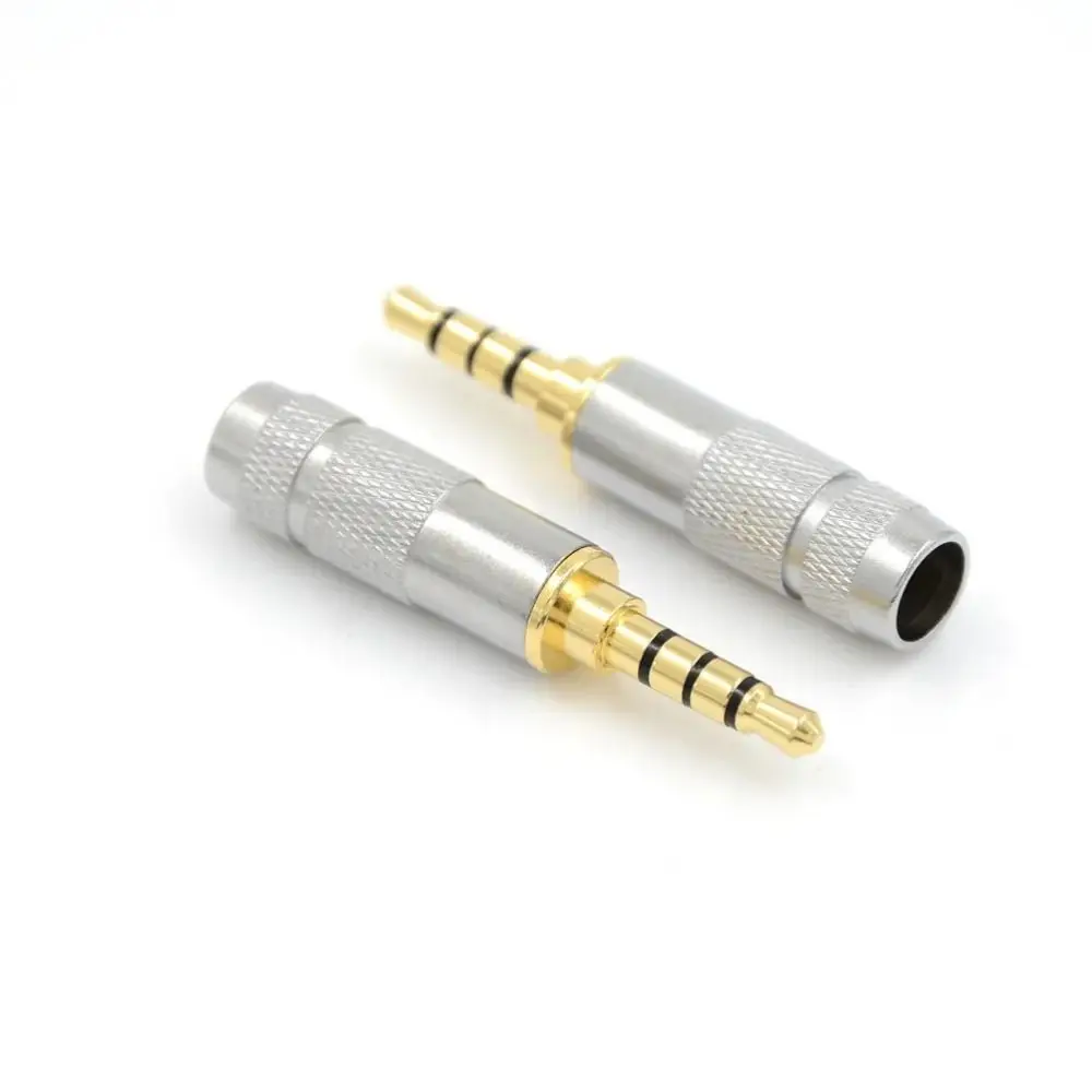 Earphone Jack 4 Pole Headphones Audio Jack Replacement DIY 3.5mm Stereo Plug Metal Earphone Plug