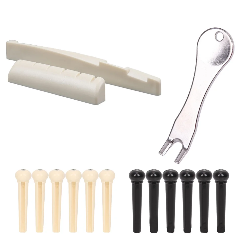 

1Set Guitar Nail Puller Kit Acoustic Wooden Accessories Nailpicker Set 1 Metal Nail Lifter 6 White Nails 6 Black Nails 2 Upper