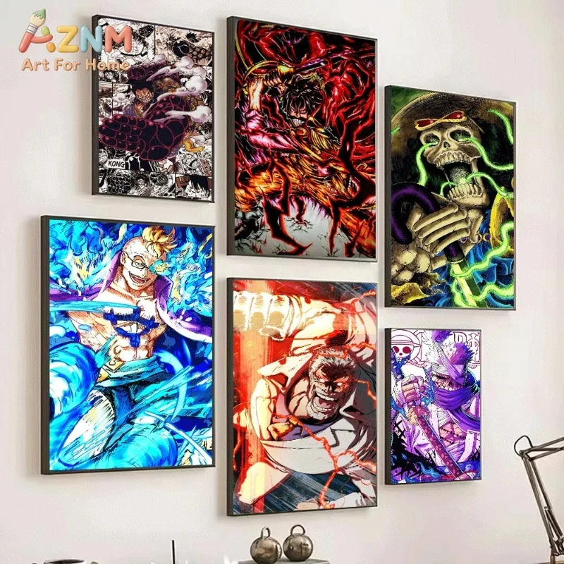 One Piece Luffy Gear Four Manga Collage Anime Canvas Wall Art Unframed Single Canvas Print Poster For Bedroom Living Room Home