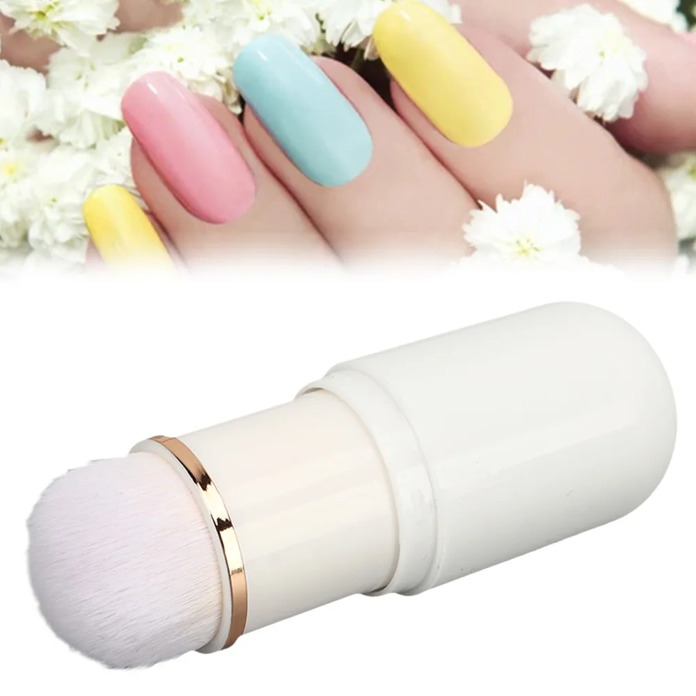 Capsule Retractable Nail Dust Brush Retractable Artificial Fiber Portable Manicure Brush Rhinestone Handle Ergonomic