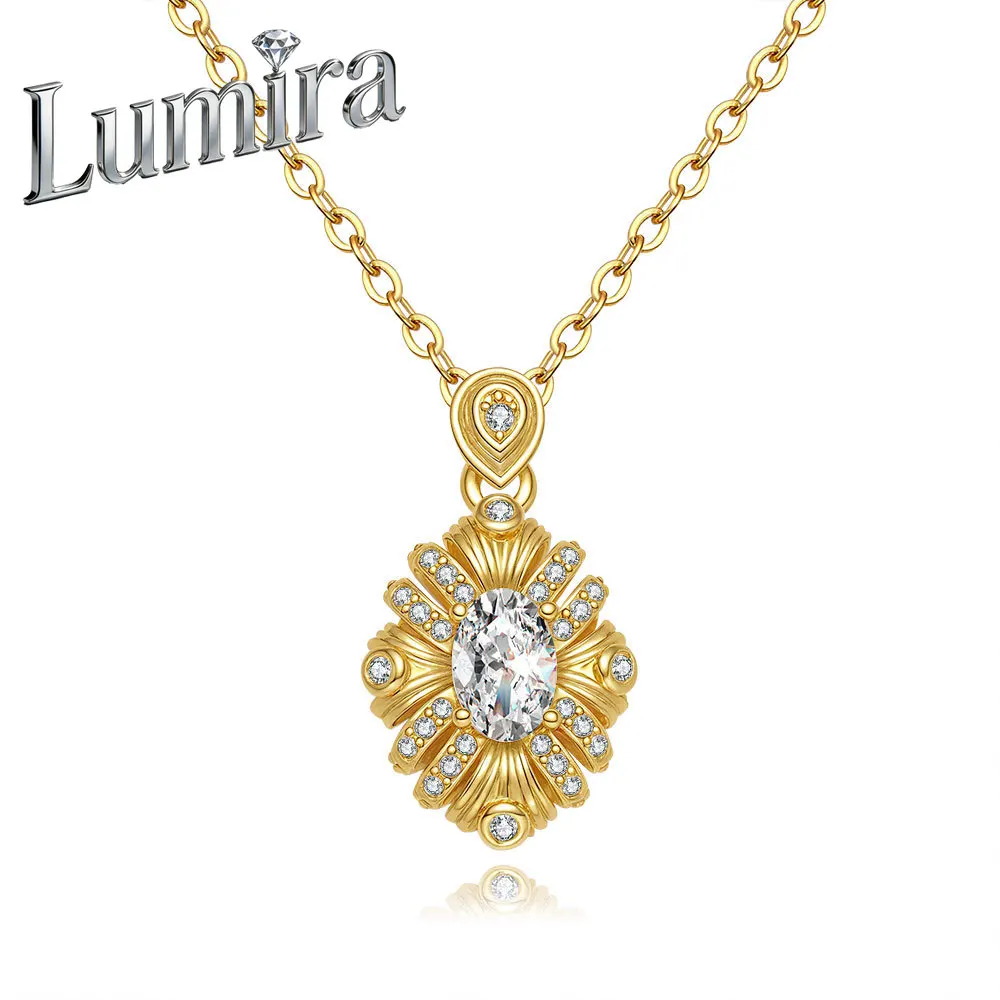 

Изысканное колье Lumira из 18-каратного золота с бахинией, ослепительный кулон-подсолнух с муассанитом 0,5 карата, класса люкс
