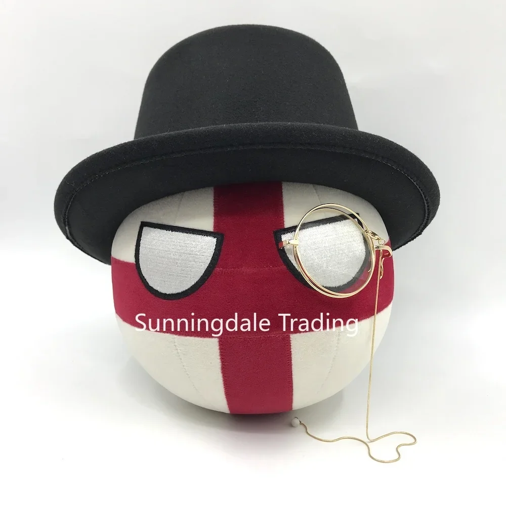 Poland Ball Plush Toy Countryball Angles Doll England Ball and Glasses Gentleman Hat Cosplay for Gift