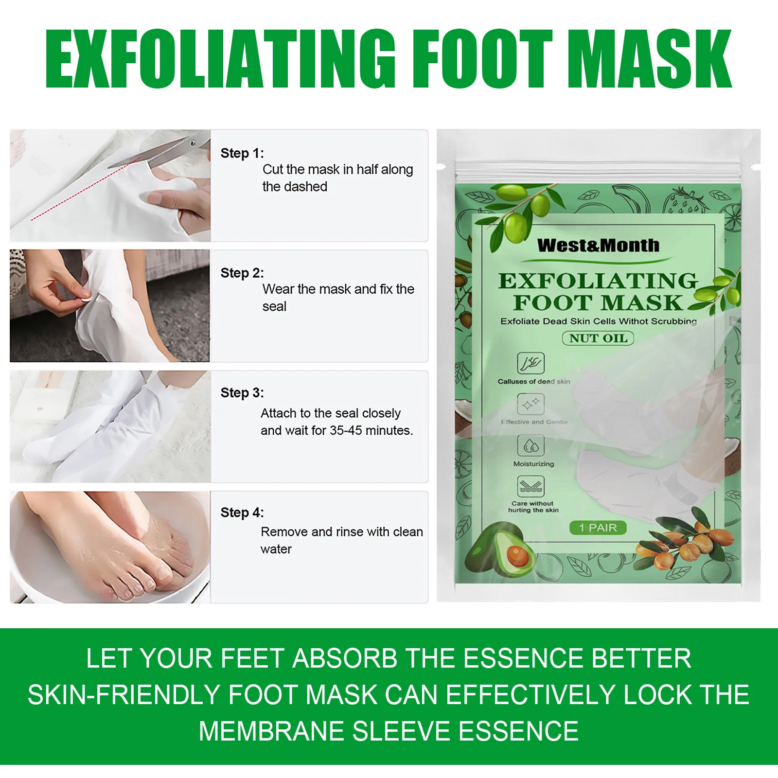 Exfoliating Foot Mask Remove Old Dead Skin Smoothing Deep Nourishing Anti Cracked Soften Skin Whitening Moisturizing Foot Mask