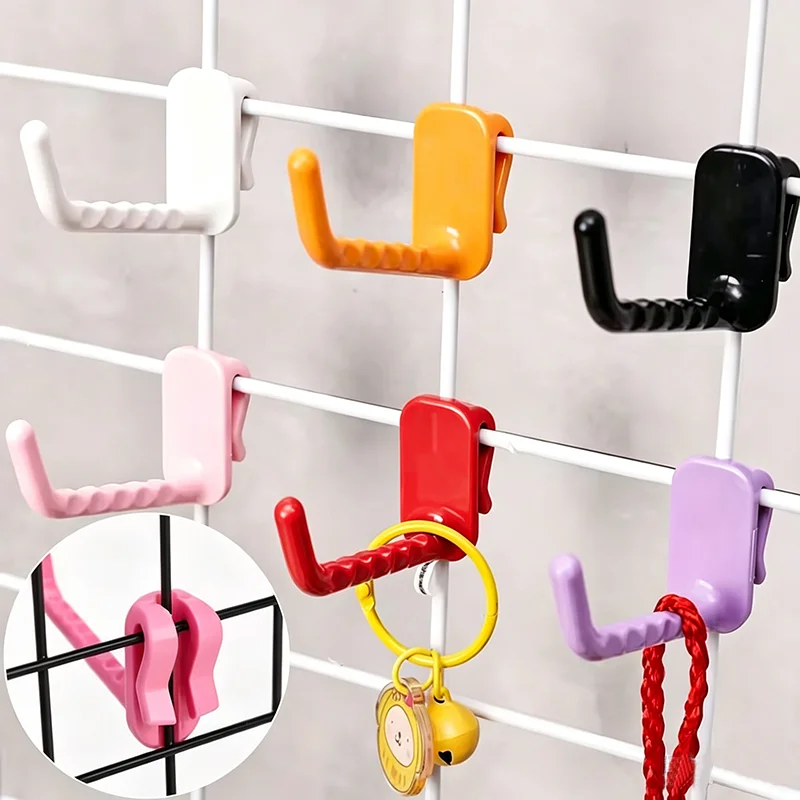 1/3/5pc Supermarket Mesh Panel Hook Color Multi-Purpose Display Racking Storage Hook Wall-mounted Key Hangers Home Organization