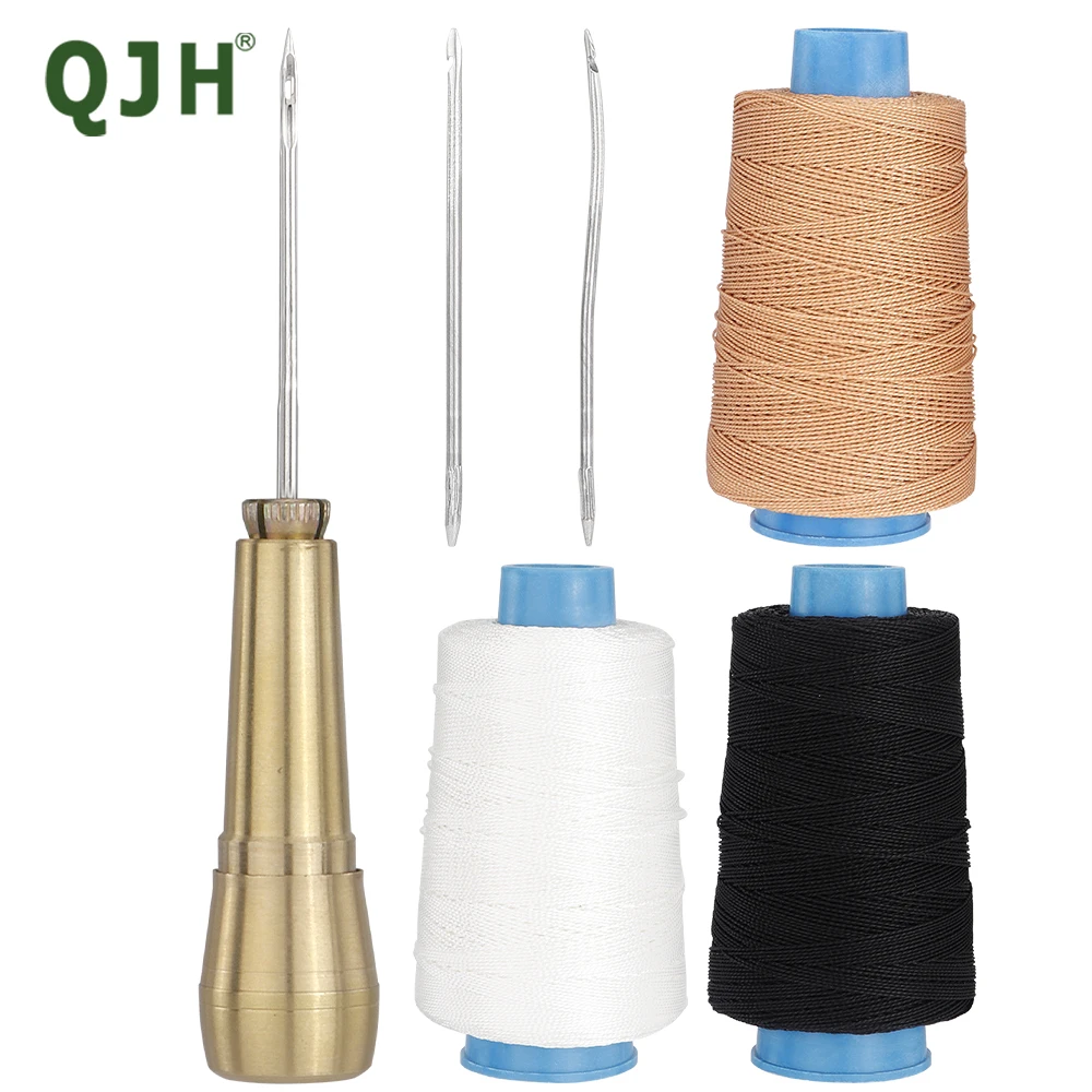 Canvas Leather Sewing Awl Needle with Copper Handle, 300 m Nylon Cord Thread for Handmade Sewing Tools Shoe and Leather Repair