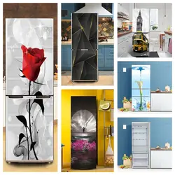 60x180cm/Custom Size Refrigerator Sticker Flower Wall Decal Modern Vinyl Door Cover Film Kitchen Decor Fridge Open Empty Pattern