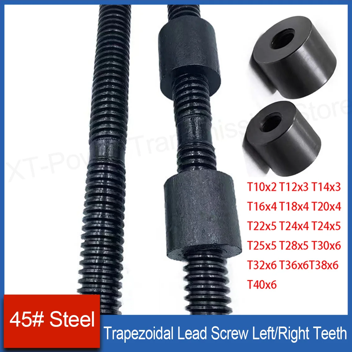 

1 шт. 45 # Сталь T10 T12 T14 T16-T40 Винт с левой/правой резьбой Вал Ходовой винт Гайка Трапециевидный винт Длина стержня 1 метр для ЧПУ
