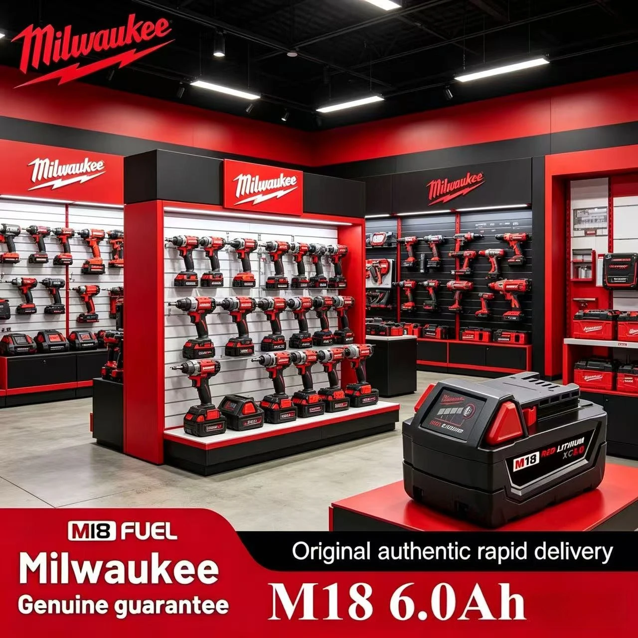 

Original Milwaukee M18 Battery milwaukee 18V 5Ah 6Ah Rechargeable Battery for Milwaukee Tool M18B6 48-11-2402 48-11-2411 2604-22