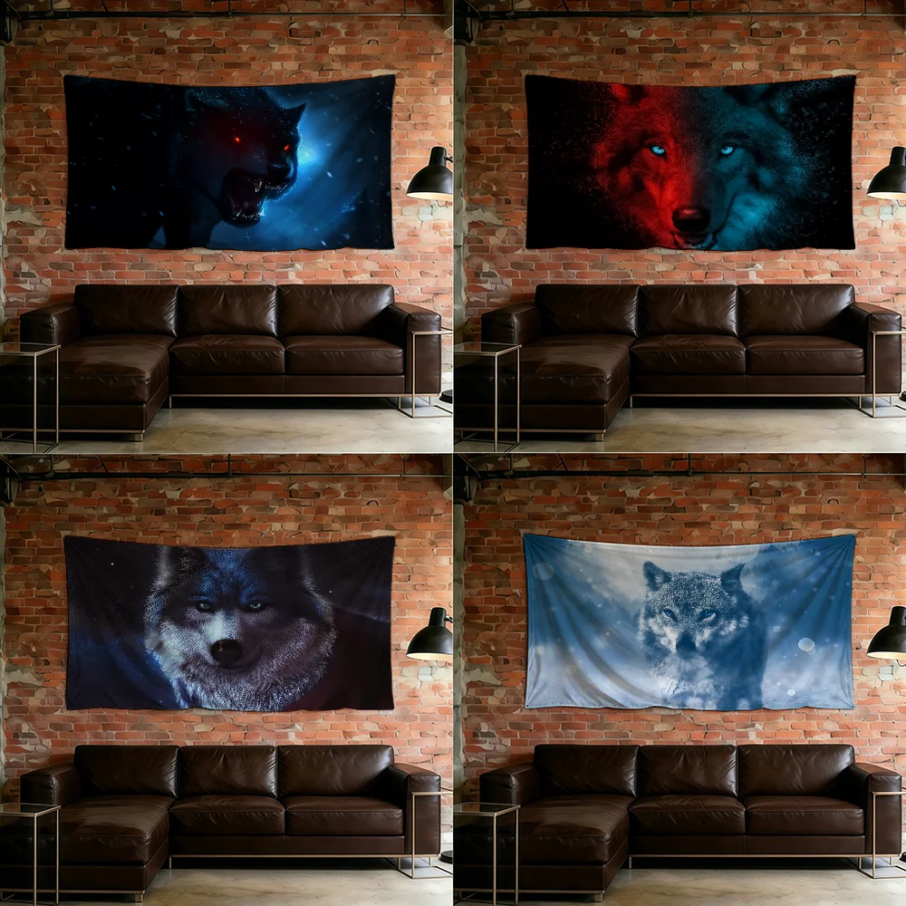 Animal Wolf Cool flag For Room Dorm Camping Picnic Art Style Garage Bar wall Decoration Banner