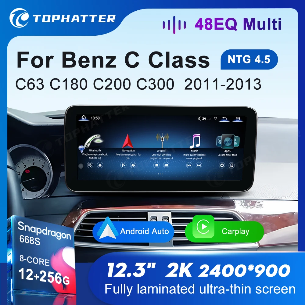 

10.25 Автомобильное радио для Mercedes Benz C Class W204 S204 2011-2013 CarPlay Android Auto Multimedia Player 668S Head Unit Screen DSP