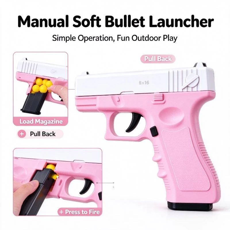 2026 Manual G17 Soft Bullet Toy Gun High Quality Laser Lower Magazine Kids Gift Outdoor Fun