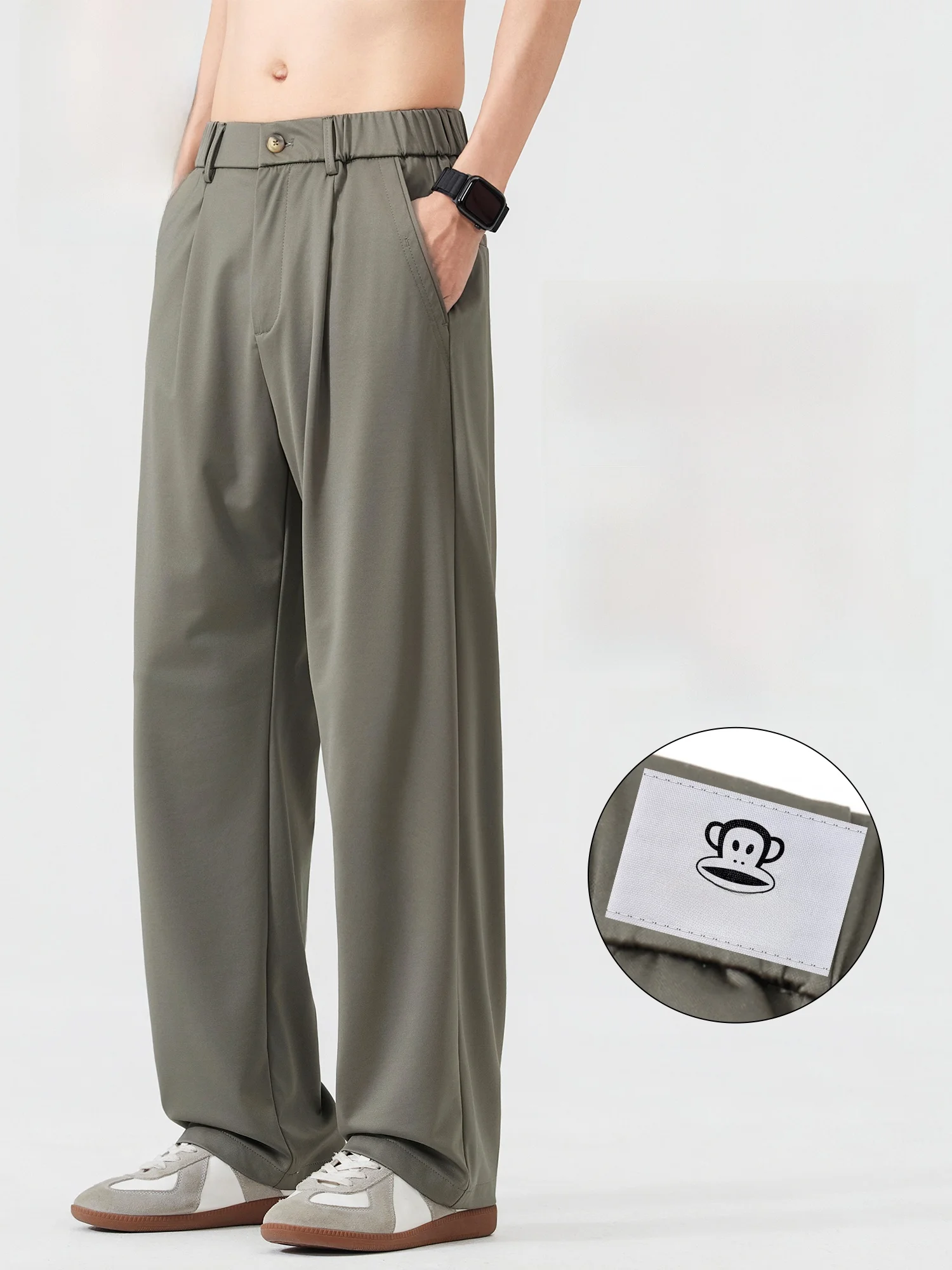 

PaulFrank American Sle Anti-Wrinkle Silk Men's Casual Pants Summer 2026 Drapey Loose Straight Leg Trousers for Youth