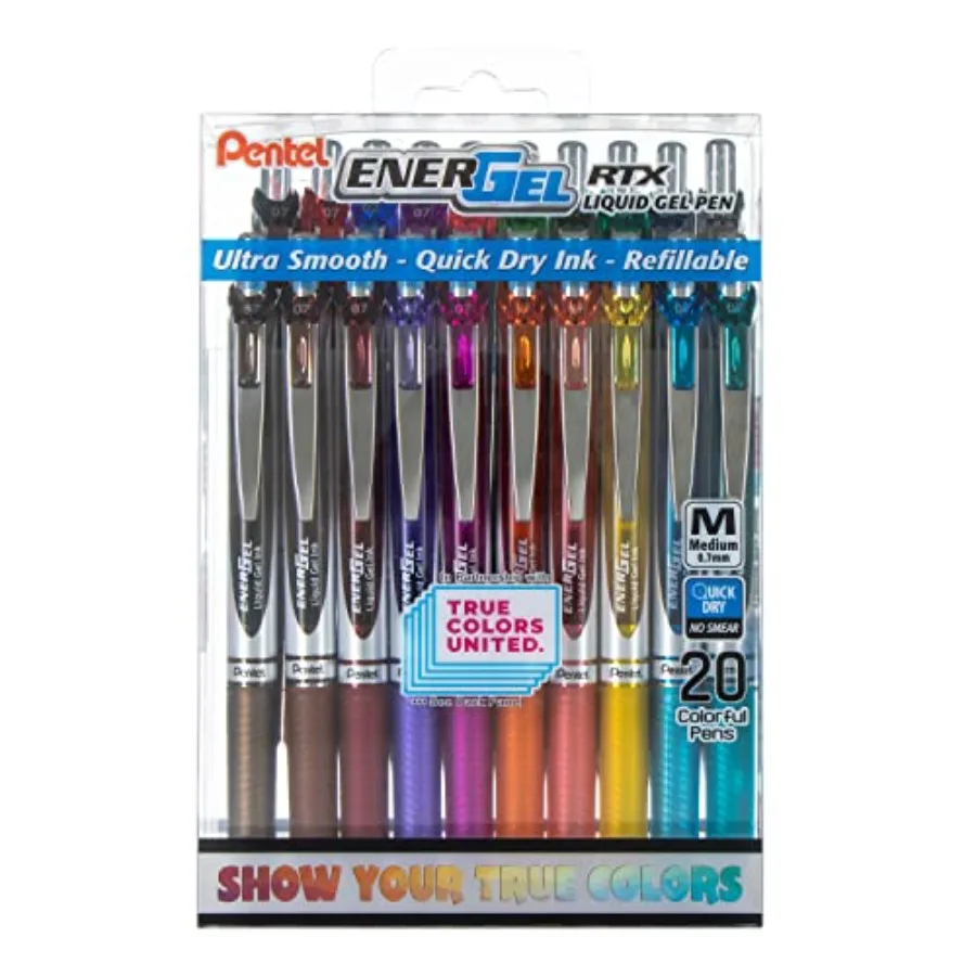 

Ручки EnerGel RTX True Colors United, 0,7 мм, средняя толщина линии, 20 разноцветных чернил, артикул BL77PCMTCU
