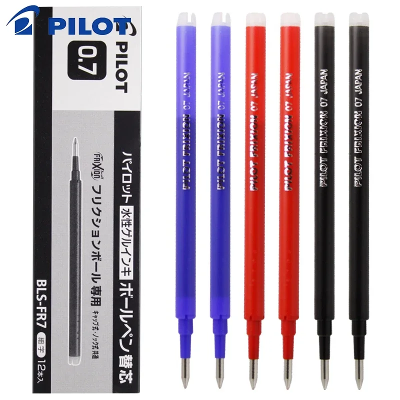 12 Pilot Frixion Erasable Refills 0.5/0.7mm BLS-FR7/BLS-FR5 for Gel Pens LFBK-23F/23EF/20EF Smooth Writing Quick Dry Stationery