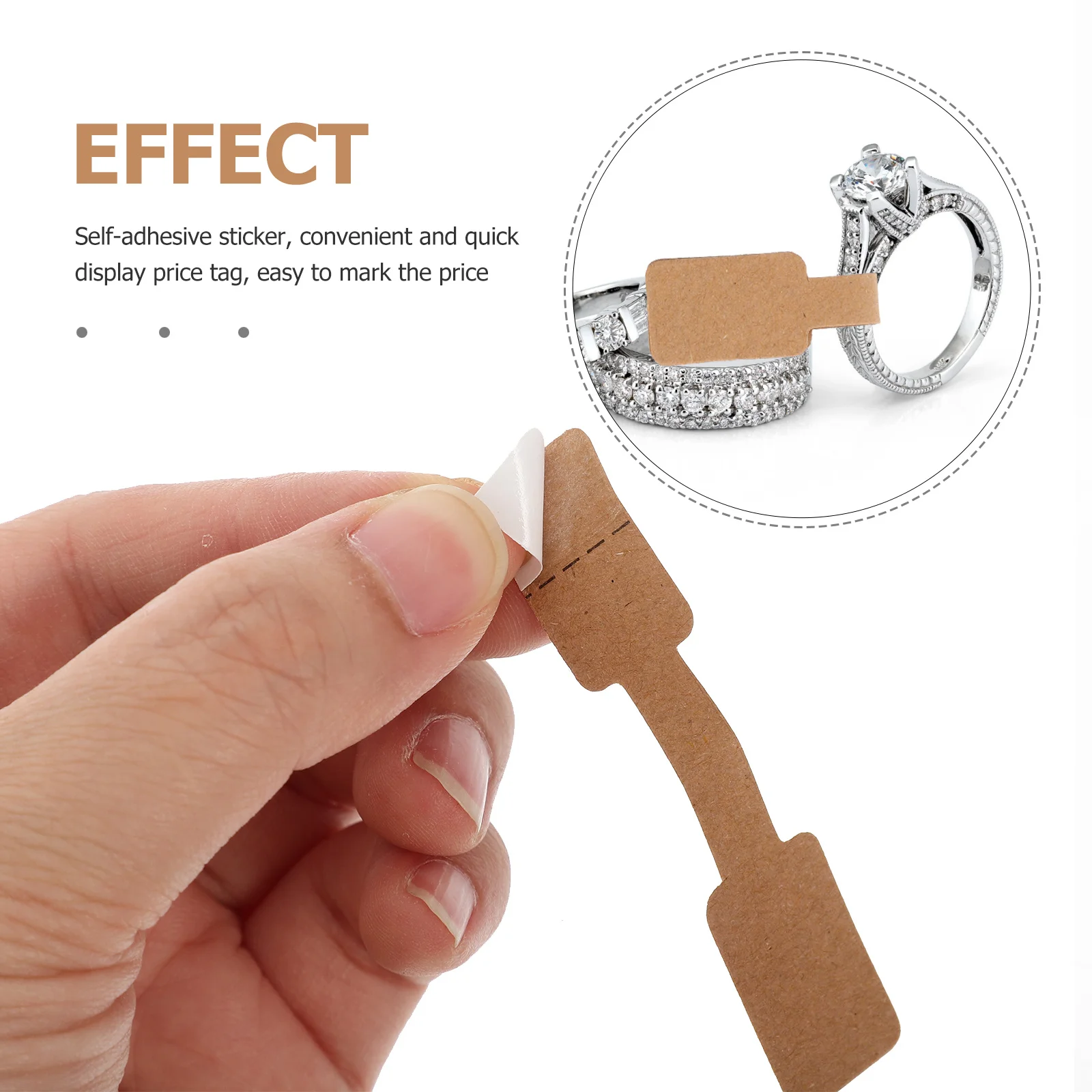 

500 шт., крафт-бумага, ценники для ювелирных изделий, самоклеящиеся этикетки, записываемые пустые этикетки для колец, серег, браслетов, ожерелий